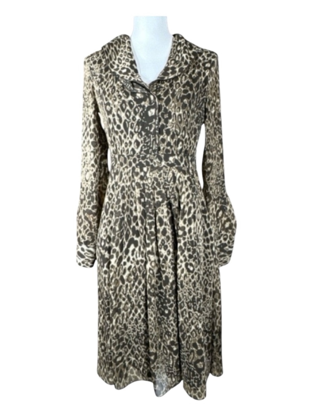 TAHARI Leopard Print Midi Dress, Invisible Side Zip, Size 2.